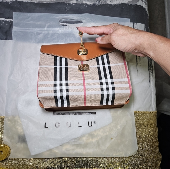 Loulou Studio Tan and Black Plaid ClutchNWT - Picture 2 of 11